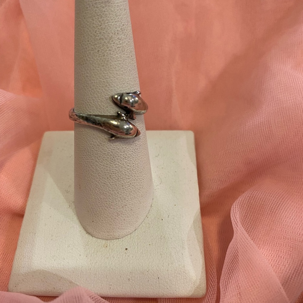 SS DOUBLE DOLPHIN RING - Picture 4 of 5